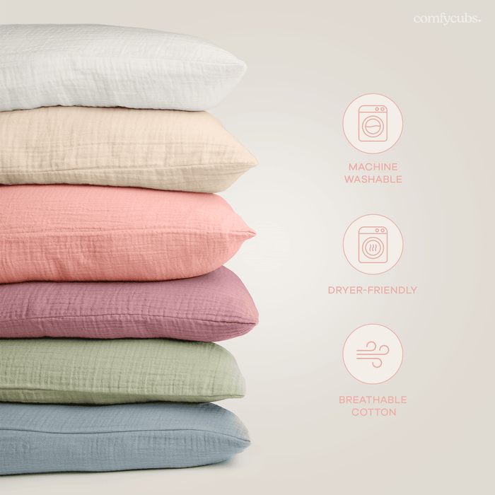 Toddler Pillows with Soft Muslin Pillow Case by Comfy Cubs - White Comfy Cubs