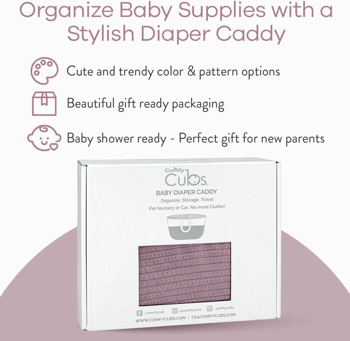 Rope Diaper Caddy by Comfy Cubs - Mauve Diaper Caddy Comfy Cubs
