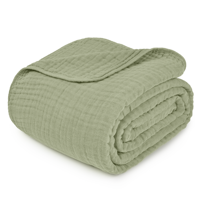 Adult Muslin Blanket by Comfy Cubs in Sage Muslin Comfy Cubs