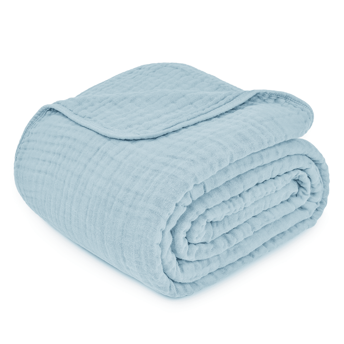 Adult Muslin Blanket by Comfy Cubs in Sky Blue Muslin Comfy Cubs