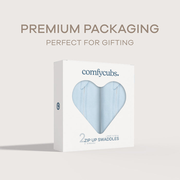 Easy Zipper Swaddle Blankets by Comfy Cubs - Blue Swaddles Comfy Cubs