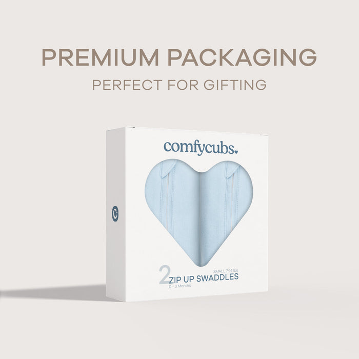 Easy Zipper Swaddle Blankets by Comfy Cubs - Blue Swaddles Comfy Cubs