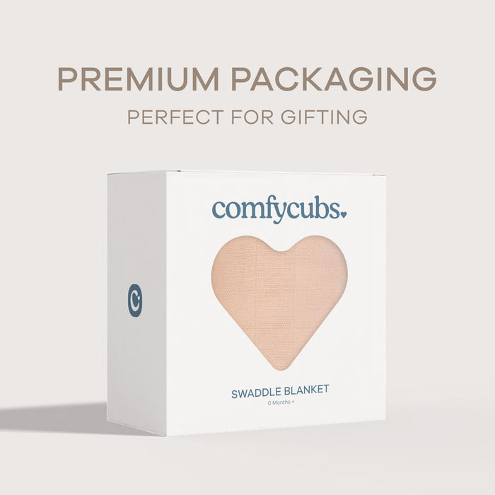 Muslin Swaddle Blanket, 1 Pack by Comfy Cubs - Blush Swaddles Comfy Cubs
