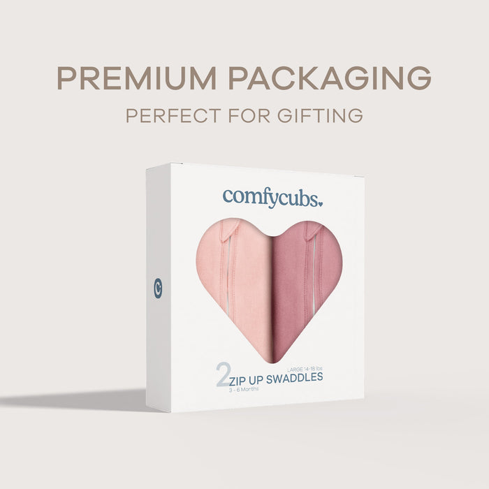 Easy Zipper Swaddle Blankets by Comfy Cubs - Blush, Mauve Swaddles Comfy Cubs