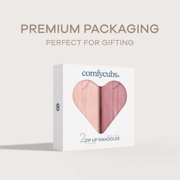 Easy Zipper Swaddle Blankets by Comfy Cubs - Blush, Mauve Swaddles Comfy Cubs