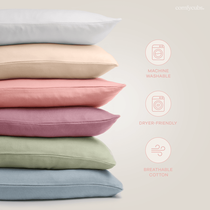 Toddler Pillows with Soft Cotton Pillow Case by Comfy Cubs - White Comfy Cubs