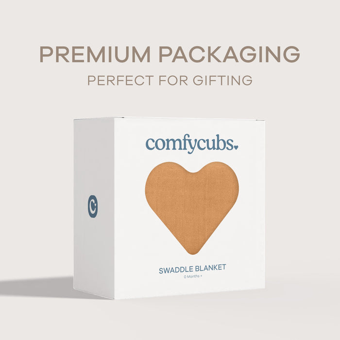 Muslin Swaddle Blanket, 1 Pack by Comfy Cubs - Caramel Swaddles Comfy Cubs