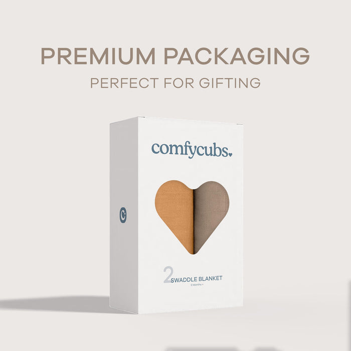 Muslin Swaddle Blanket, 2 Pack by Comfy Cubs - Cedar & Caramel Swaddles Comfy Cubs