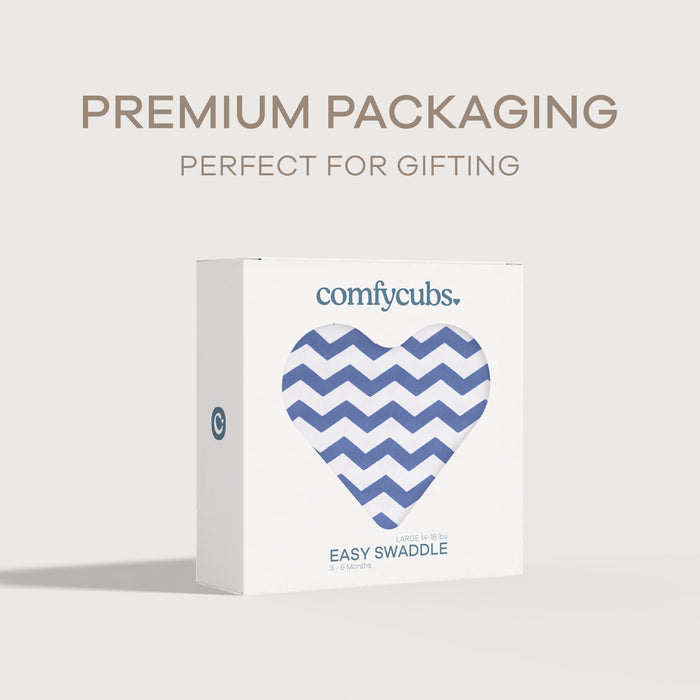 Easy Swaddle Blankets by Comfy Cubs - Dark Blue Chevron, Pack of 1 Comfy Cubs