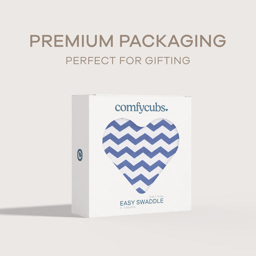 Easy Swaddle Blankets by Comfy Cubs - Dark Blue Chevron, Pack of 1 Comfy Cubs