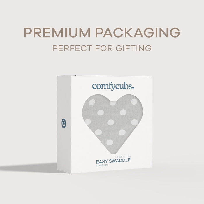 Easy Swaddle Blankets by Comfy Cubs - Gray Polkadots, Pack of 1 Comfy Cubs