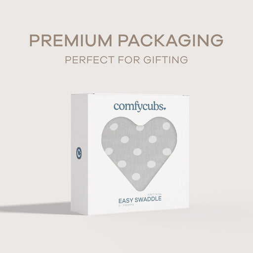 Easy Swaddle Blankets by Comfy Cubs - Gray Polkadots, Pack of 1 Comfy Cubs