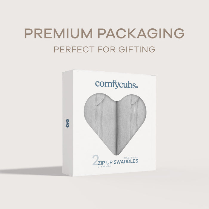 Easy Zipper Swaddle Blankets by Comfy Cubs - Grey Swaddles Comfy Cubs