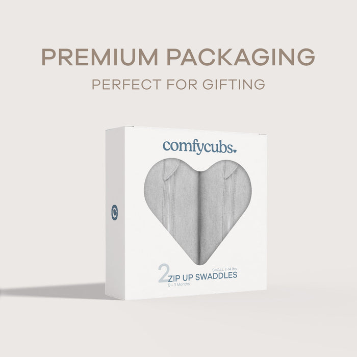 Easy Zipper Swaddle Blankets by Comfy Cubs - Grey Swaddles Comfy Cubs