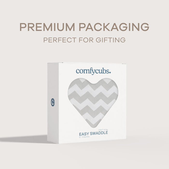 Easy Swaddle Blankets by Comfy Cubs - Gray Chevron, Pack of 1 Comfy Cubs