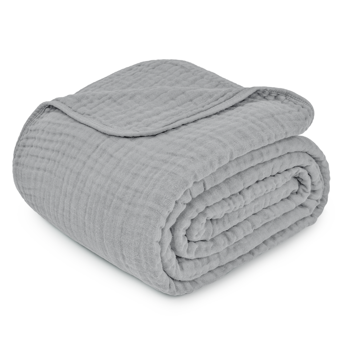 Adult Muslin Blanket in Heather Blue Muslin Comfy Cubs