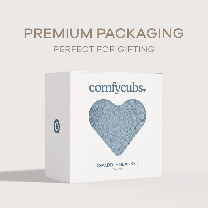 Muslin Swaddle Blanket, 1 Pack by Comfy Cubs - Pacific Blue Swaddles Comfy Cubs
