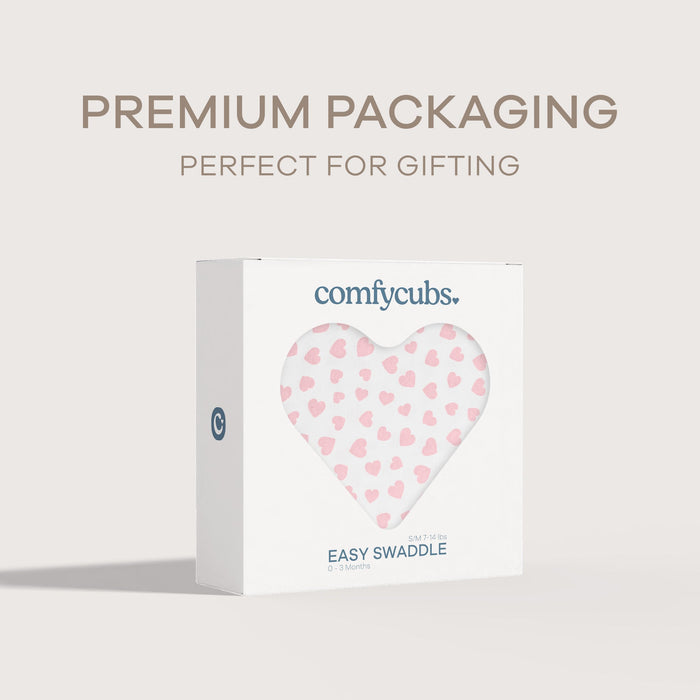 Easy Swaddle Blankets by Comfy Cubs - Pink Heart, Pack of 1 Comfy Cubs