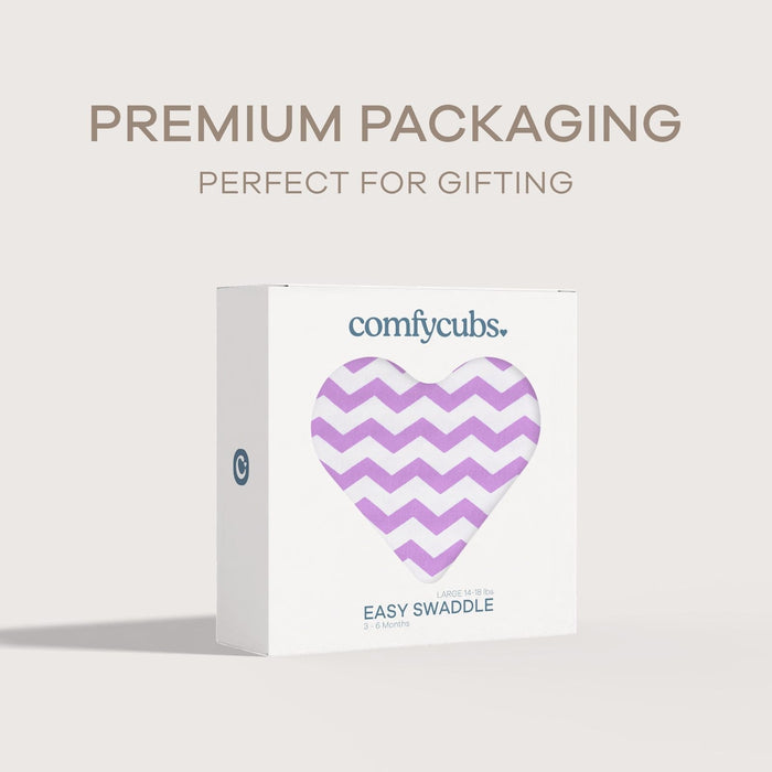 Easy Swaddle Blankets by Comfy Cubs - Purple Chevron, Pack of 1 Comfy Cubs