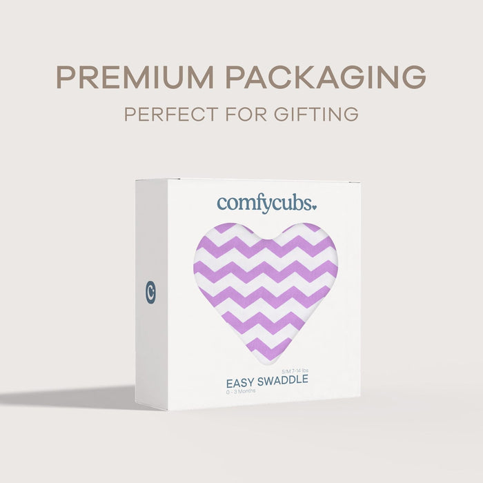 Easy Swaddle Blankets by Comfy Cubs - Purple Chevron, Pack of 1 Comfy Cubs