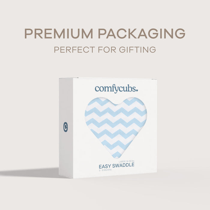 Easy Swaddle Blankets by Comfy Cubs - Blue Chevron, Pack of 1 Comfy Cubs