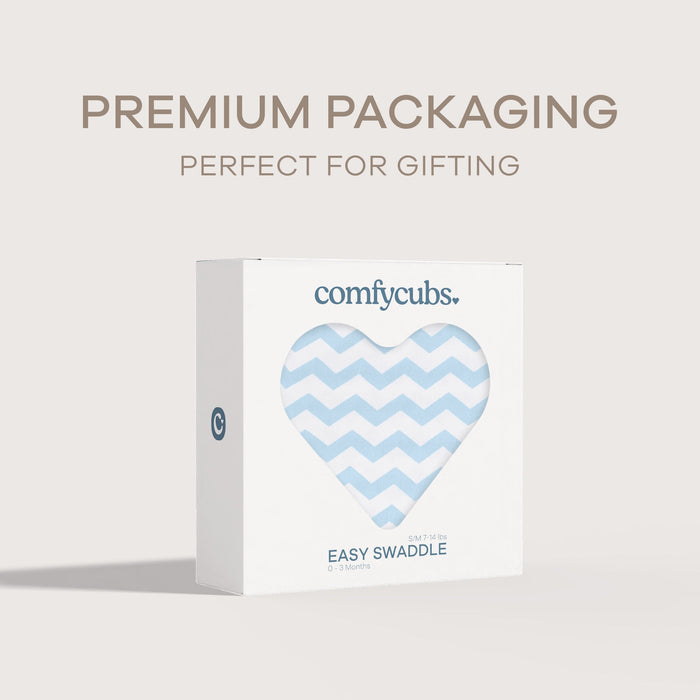 Easy Swaddle Blankets by Comfy Cubs - Blue Chevron, Pack of 1 Comfy Cubs