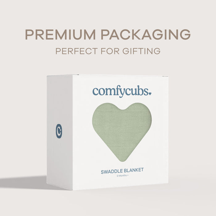 Muslin Swaddle Blanket, 1 Pack by Comfy Cubs - Sage Swaddles Comfy Cubs