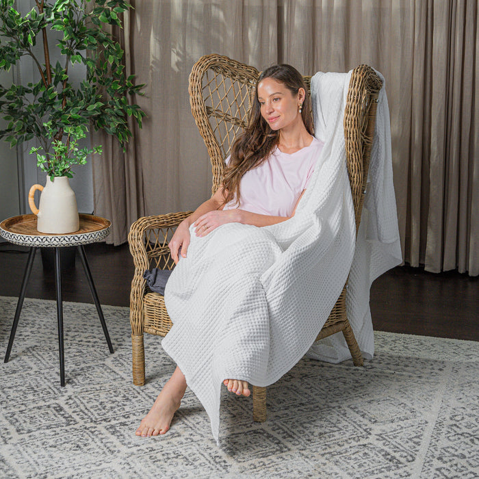 Adult Waffle Blankets by Comfy Cubs in White Waffle Comfy Cubs