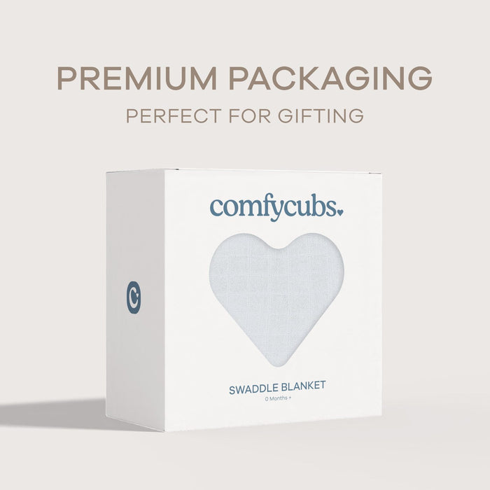 Muslin Swaddle Blanket, 1 Pack by Comfy Cubs - White Swaddles Comfy Cubs