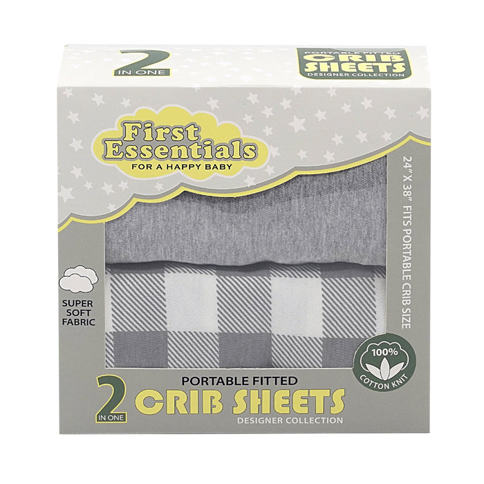 PORTABLE CRIB SHEET 2PK DARK GRAY