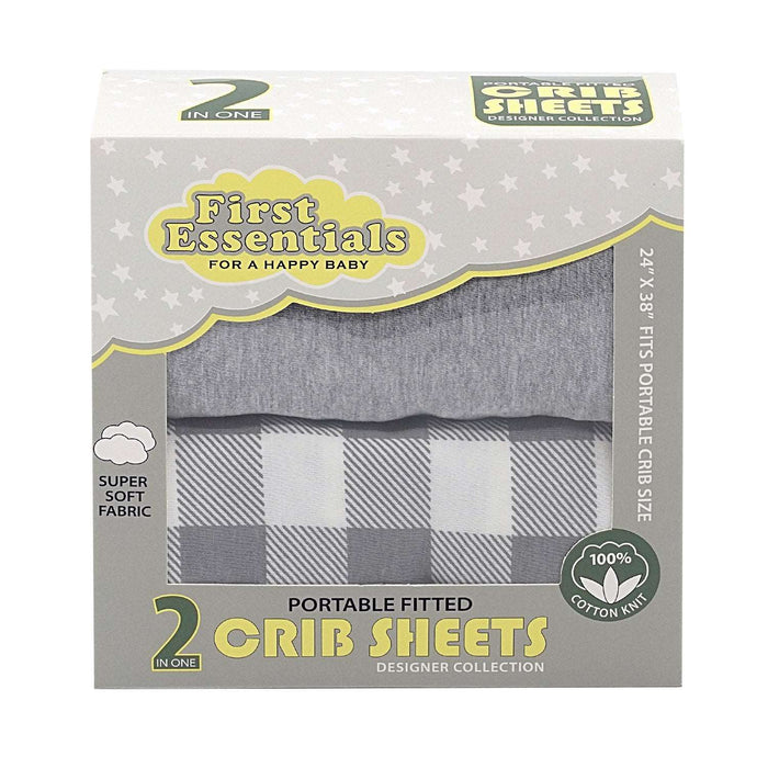 2PK CRIB SHEET DARK GREY