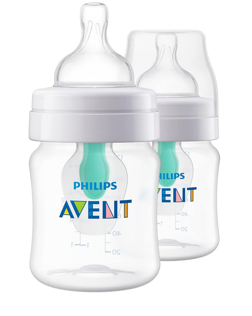 PHILIPS AVENT ANTI-COLIC BABY BOTTLE WITH AIRFREE VENT, 4OZ, WITH FLOW 1 NIPPLES, 0M+, 2PK BABY BOTTLE AVENT