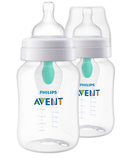 PHILIPS AVENT ANTI-COLIC BABY BOTTLES, 9OZ, WITH FLOW 2 NIPPLES, 1M+, 2PK BABY BOTTLE AVENT
