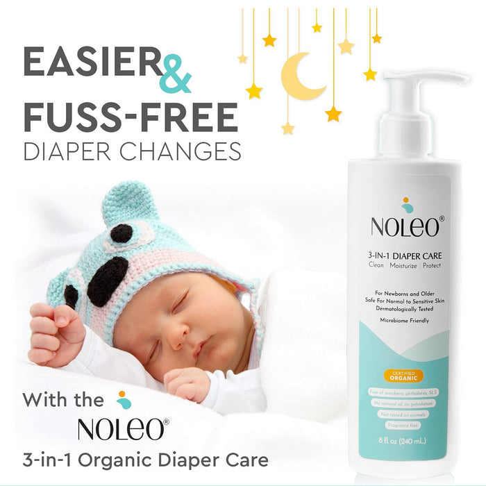 NOLEO 3-IN-1 - Diaper Rash Cream - EWG Verified Diaper Rash Treatment Cream > Baby Wipes > Liniment > Organic Baby Wipes > Baby Lotion > Cloth Diaper Safe Rash Cream M4A