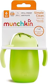 MUNCHKIN SIMPLE CLEAN TRAINER CUP 7OZ SPILL-PROOF . GREEN SIPPY CUP MUNCHKIN