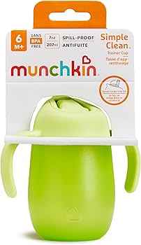 MUNCHKIN SIMPLE CLEAN TRAINER CUP 7OZ SPILL-PROOF . GREEN SIPPY CUP MUNCHKIN