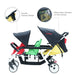 FAMILIDOO H3E 3 SEAT BABY STROLLER - DOUBLE CANOPY TRIPLET STROLLER WITH RECLINING SEATS - DAYCARE STROLLERS FOR 3 KIDS