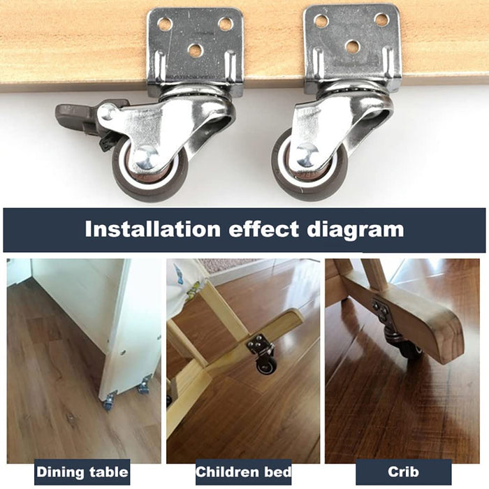 CRIB RUBBER WHEEL L TYPE 1-INCH 306 DEGREE SWIVEL, 4PCS