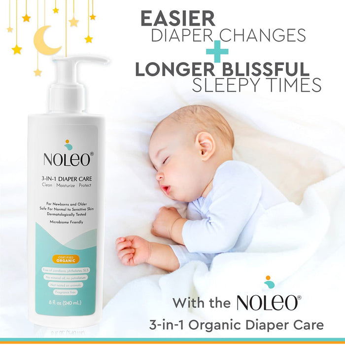 NOLEO 3-IN-1 - Diaper Rash Cream - EWG Verified Diaper Rash Treatment Cream > Baby Wipes > Liniment > Organic Baby Wipes > Baby Lotion > Cloth Diaper Safe Rash Cream M4A
