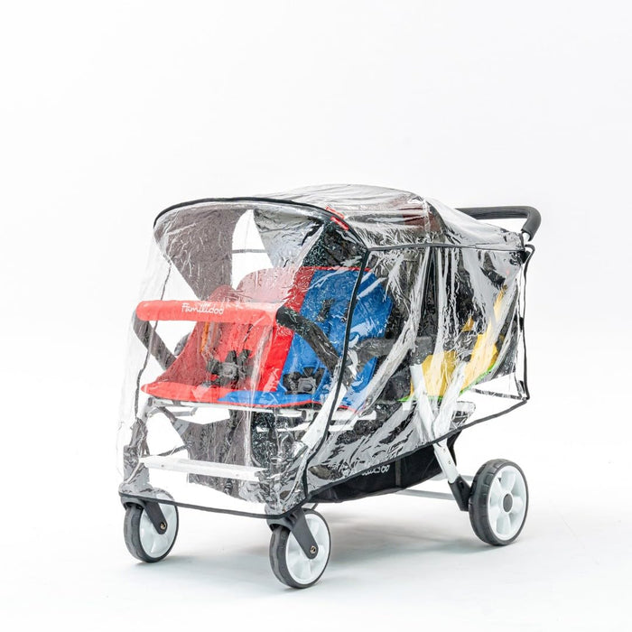 double stroller rain cover universal FAMILIDOO H4E QUAD STROLLER WITH DOUBLE CANOPY RAIN COVER, 4 SEAT BABY — Little Luxury