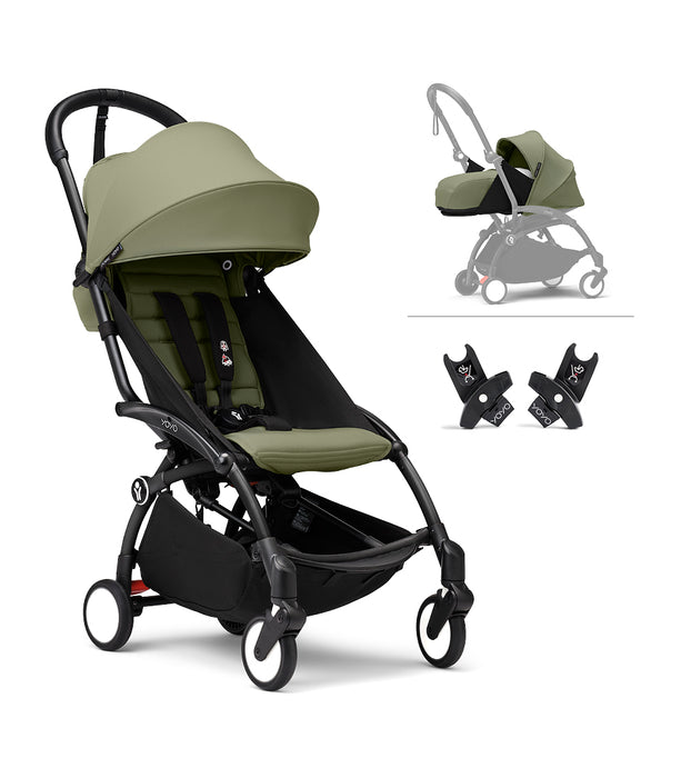 STOKKE® YOYO³ STROLLER FROM NEWBORN TO TODDLER . OLIVE STROLLERS STOKKE
