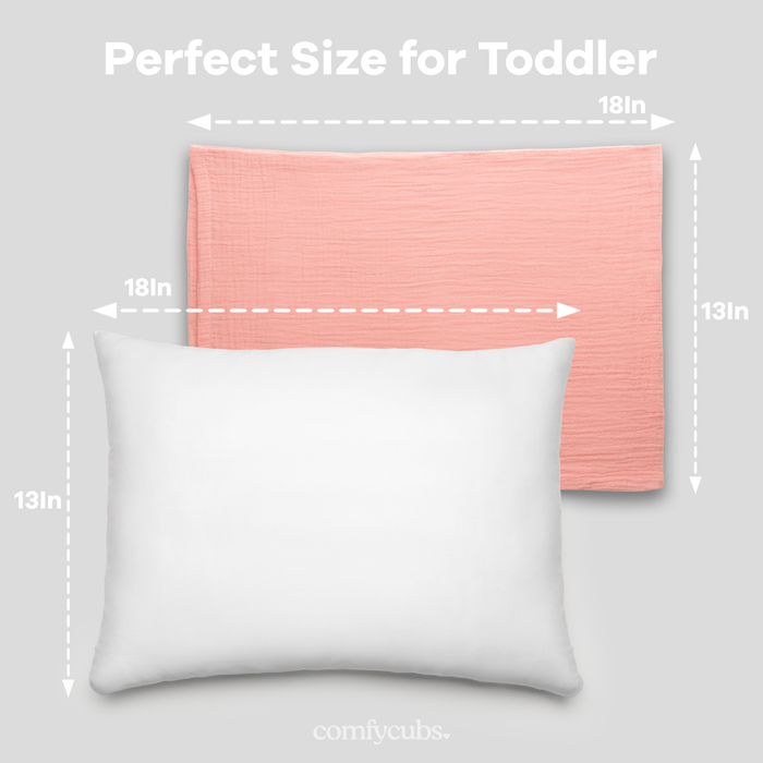 Toddler Pillows with Soft Muslin Pillow Case by Comfy Cubs - Blush Comfy Cubs