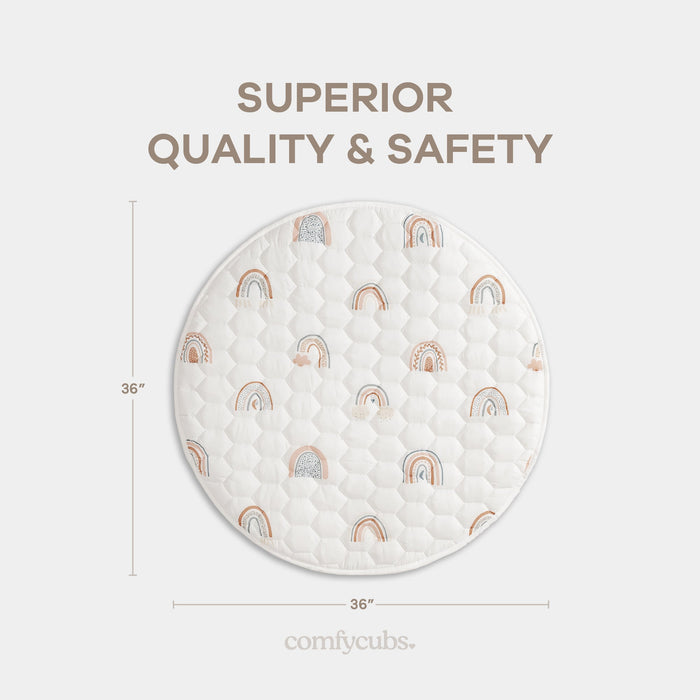 Play Mat with Non-Slip Bottom - Rainbow Comfy Cubs