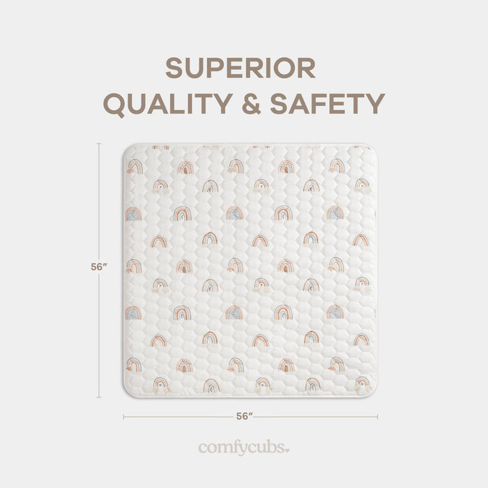 Play Mat with Non-Slip Bottom - Rainbow Comfy Cubs