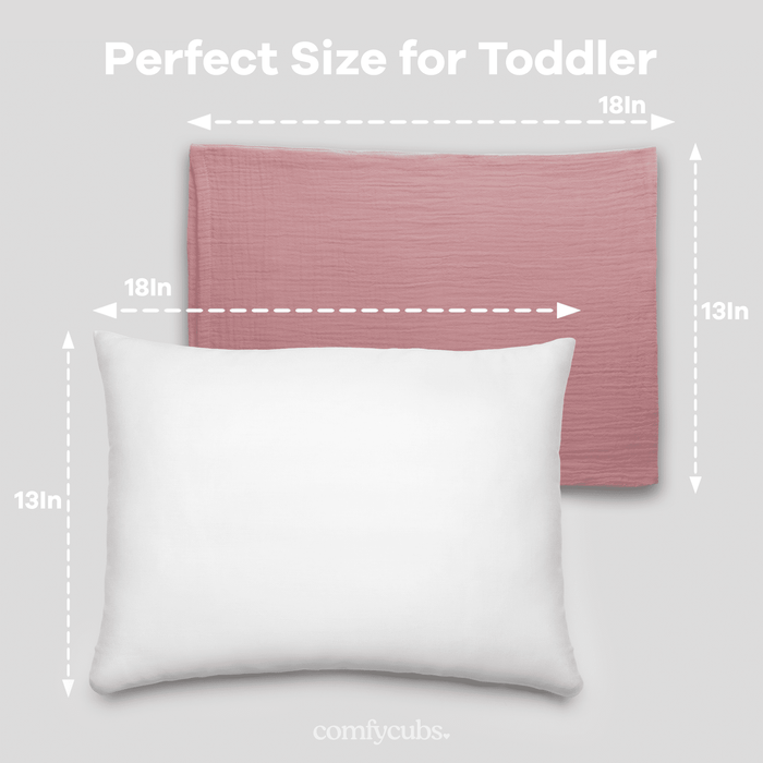Toddler Pillows with Soft Muslin Pillow Case by Comfy Cubs - Mauve Comfy Cubs