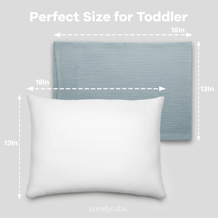 Toddler Pillows with Soft Muslin Pillow Case by Comfy Cubs - Pacific Blue Comfy Cubs