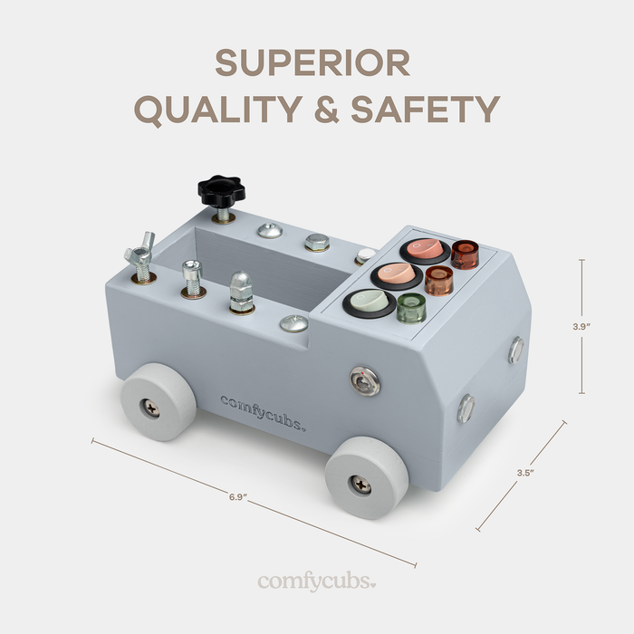 Busy Board Toy Truck Set for 3+ - Pacific Blue Comfy Cubs