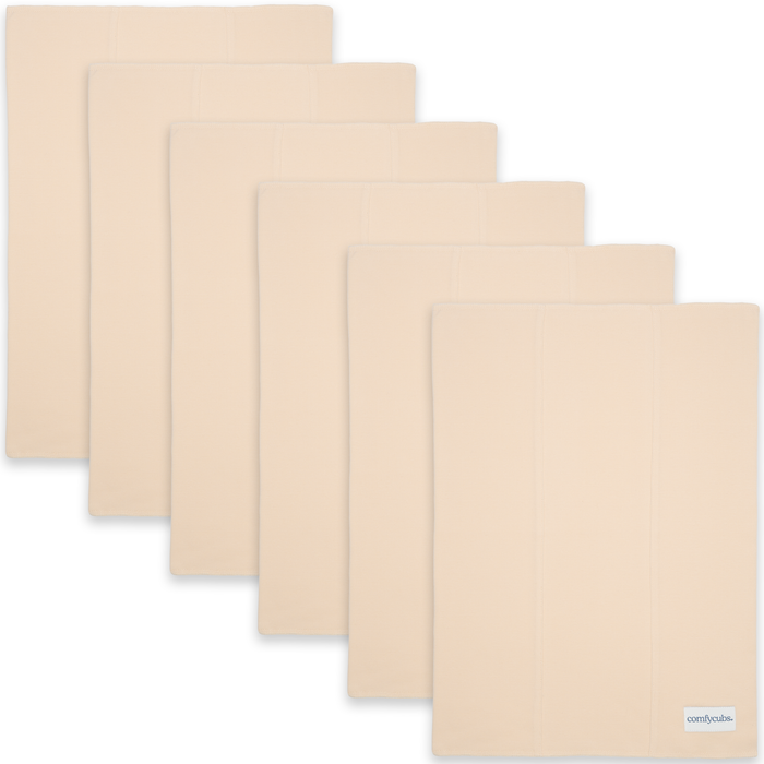 Cotton Burp Cloths by Comfy Cubs - Cream 6 Pack Cotton Burp Cloths Comfy Cubs