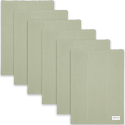 Cotton Burp Cloths by Comfy Cubs - Sage 6 Pack Cotton Burp Cloths Comfy Cubs