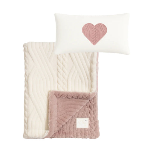RITZ BABY FUZZY BLANKET CABLE DESIGN . MAUVE OFF WHITE BLANKETS RITZ